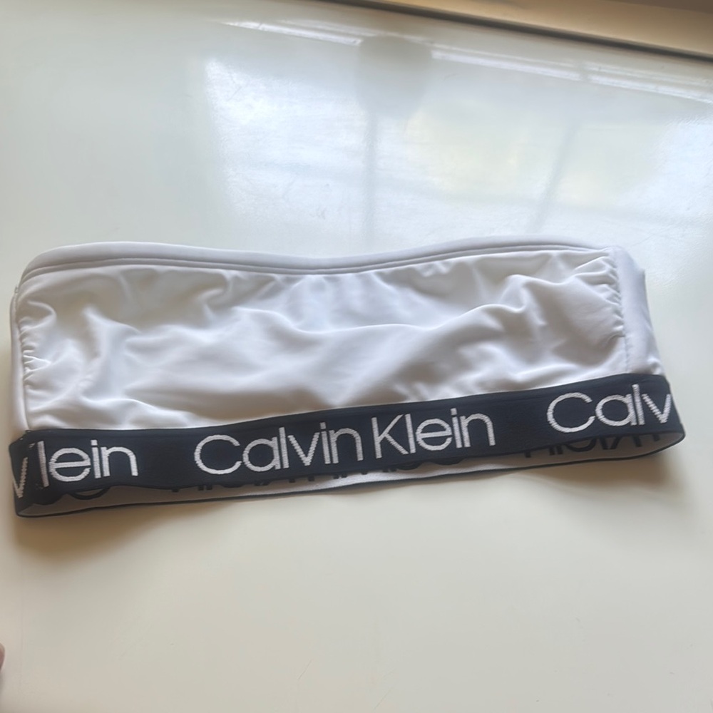 Calvin Klein White Bandeau with Black Logo Band